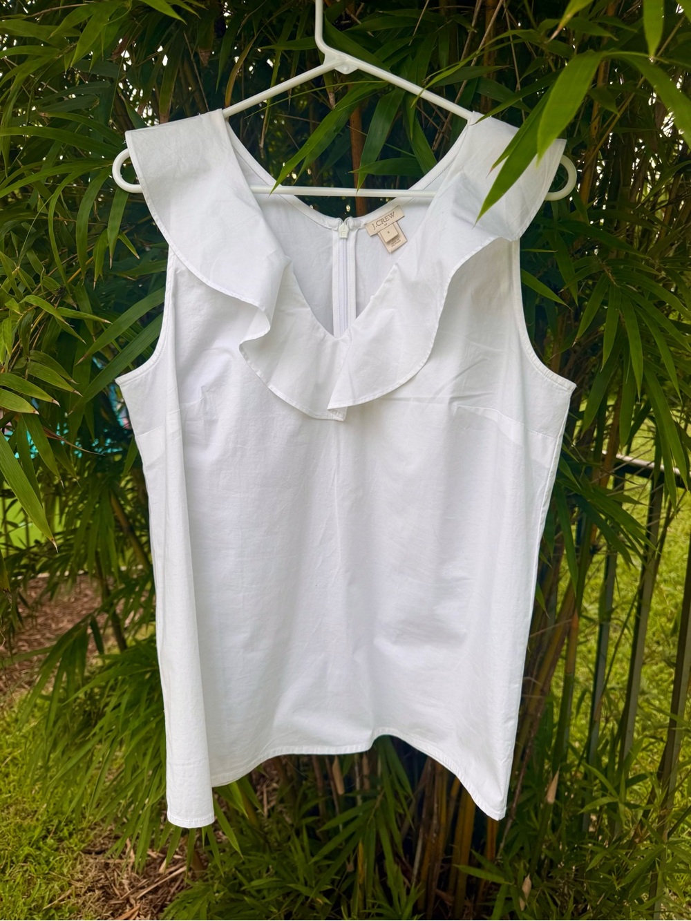 J. Crew White Sleeveless Ruffle V-Neck Tank - Picture 5 of 7